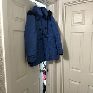 Esprit Royal Blue Puffer Coat with Black Details